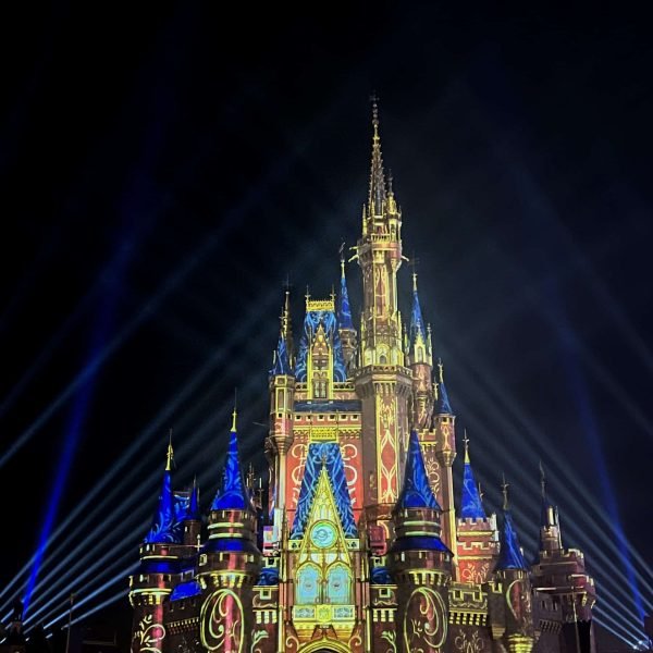 Cinderella Castle during Happily Ever After Cinderella Castle in Magic Kingdom during Happily Ever After nighttime performance